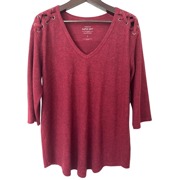 Torrid Super Soft Plush Lace Up Brushed Hacci Top Plus Size 2X NWT - Picture 1 of 7